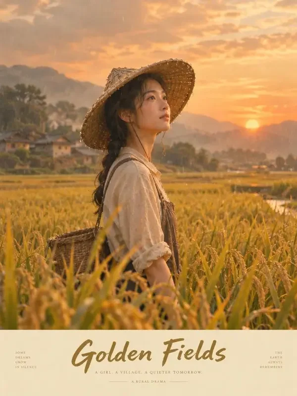 短剧《好雨知时节》封面海报，她回到那片稻田，把全家人的名字重新写好